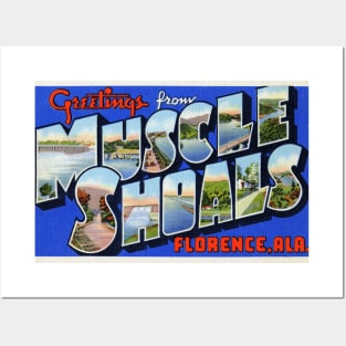 Greetings from Muscle Shoales (Florence) Alabama - Vintage Large Letter Postcard Posters and Art